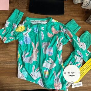 Little Sleepies Hoppy Days Bunny and Egg Print Zippy Onesie